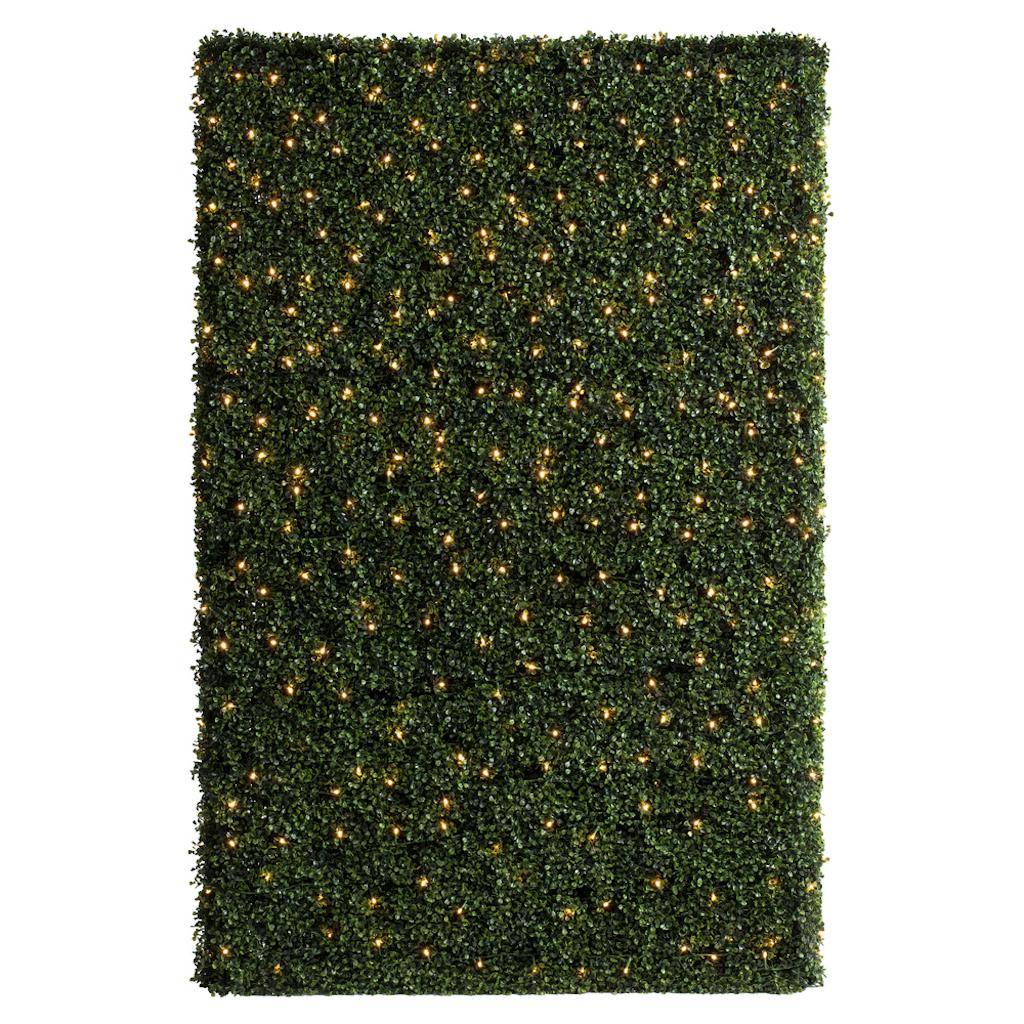 72" x 16" x 48" Artificial Boxwood Hedge 700 Warm White LED Lights 1