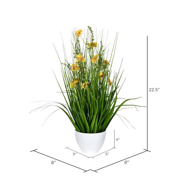 22.5" Artificial Yellow Potted Cosmos Grass 2