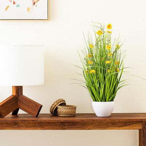 31" Artificial Yellow Potted Cosmos Grass 4