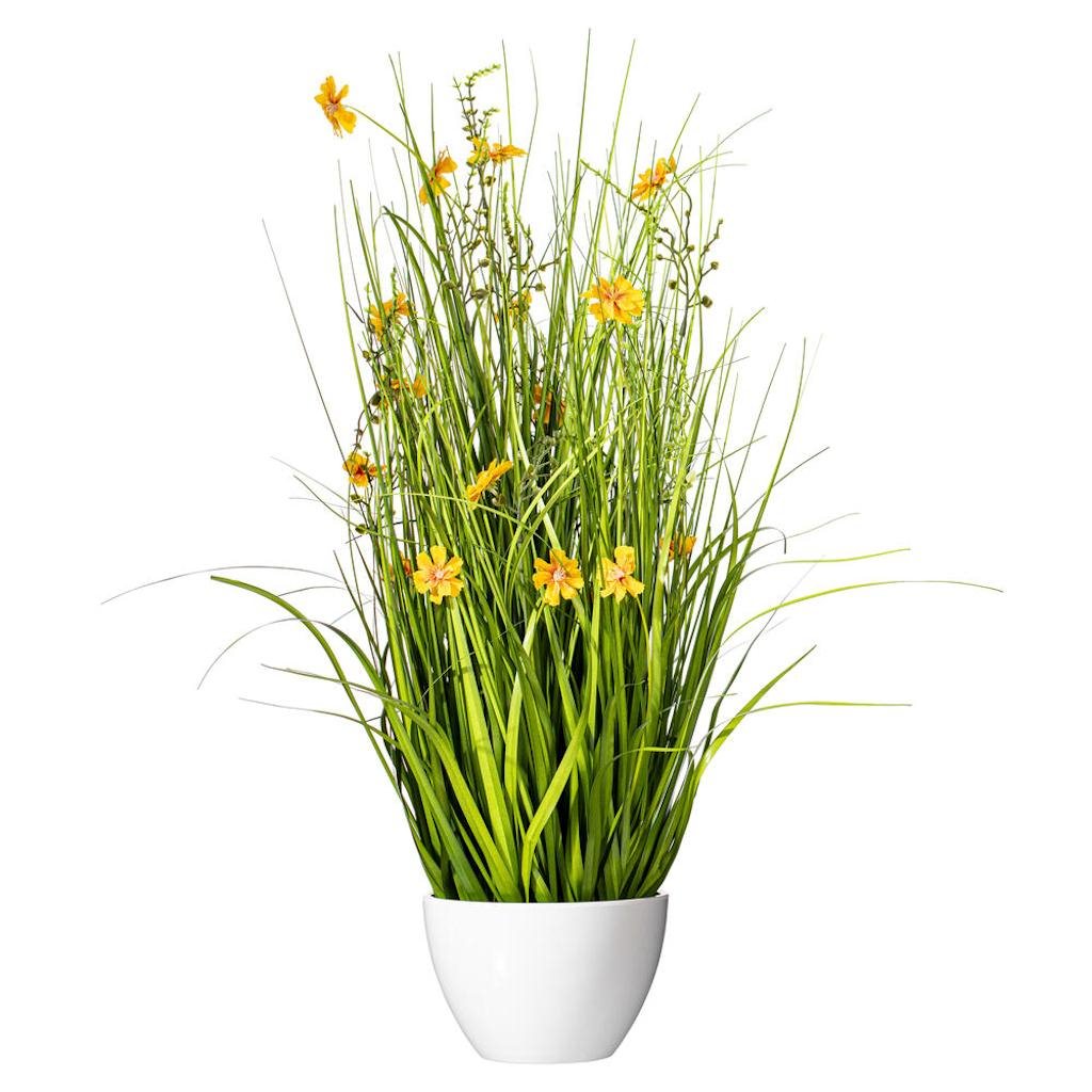 31" Artificial Yellow Potted Cosmos Grass 1