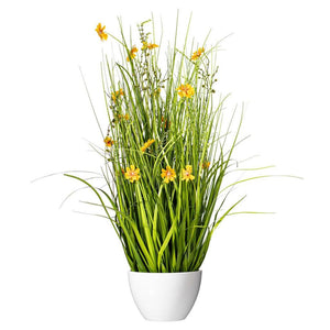 31" Artificial Yellow Potted Cosmos Grass 1