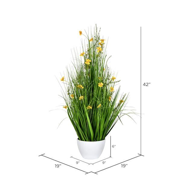 42" Artificial Yellow Potted Cosmos Grass 2