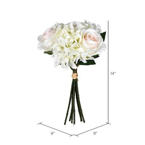 14" Artificial White Rose Hydrangea Bundle 2