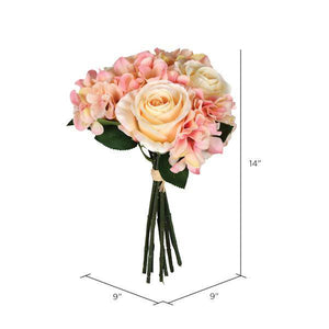 14" Artificial Pink Rose Hydrangea Bundle 2
