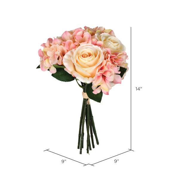 14" Artificial Pink Rose Hydrangea Bundle 2