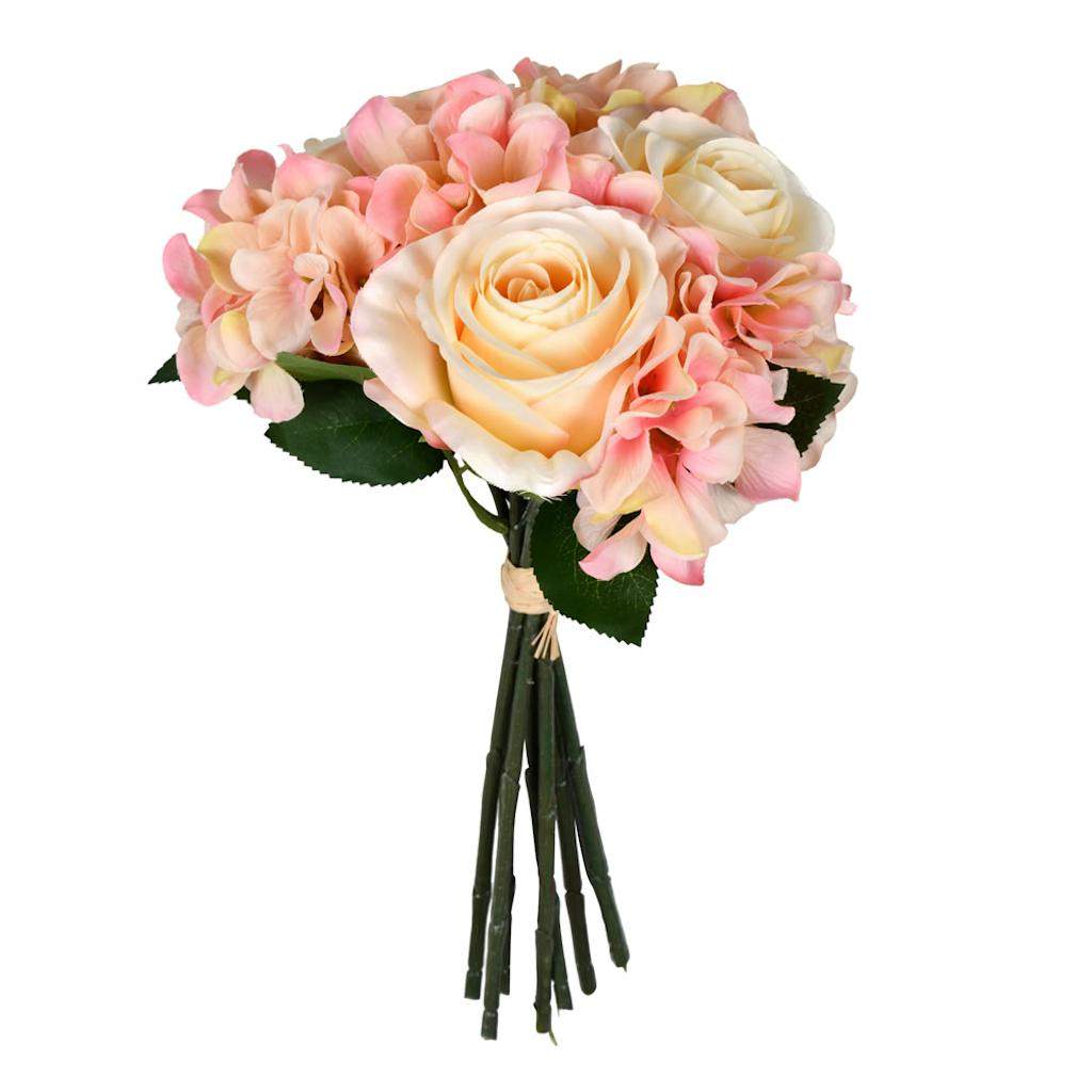 14" Artificial Pink Rose Hydrangea Bundle 1