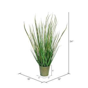 34" Artificial Green Grass in Iron Pot 2