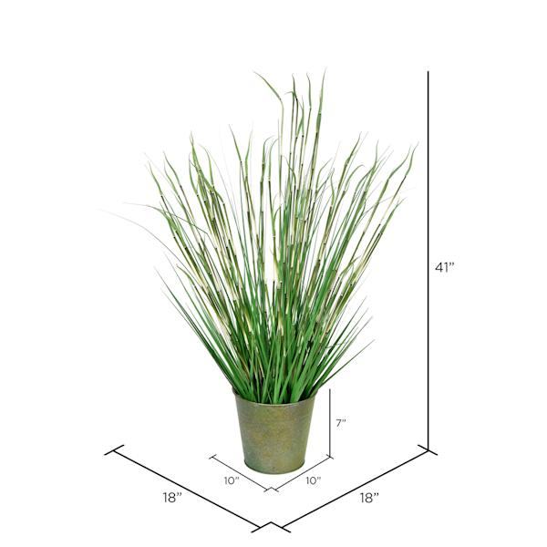 41" Artificial Green Grass in Iron Pot 2