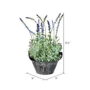 14.5" Artificial Lavender in Galvanized Pot 2