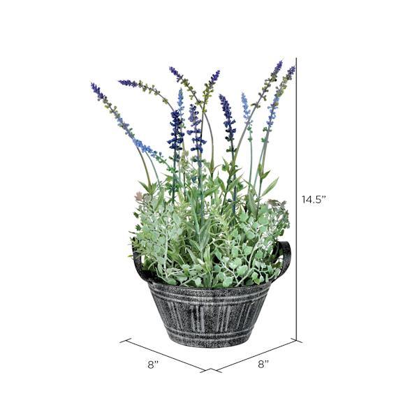 14.5" Artificial Lavender in Galvanized Pot 2