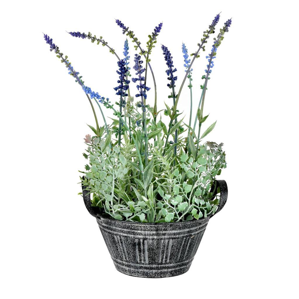 14.5" Artificial Lavender in Galvanized Pot 1