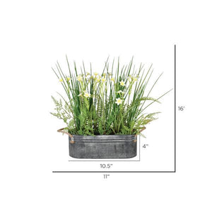 16" Artificial Daffodil in Galvanized Pot 2