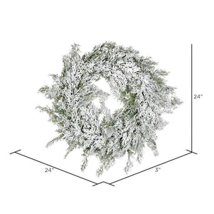 24" Artificial Snowy Cedar Wreath 2