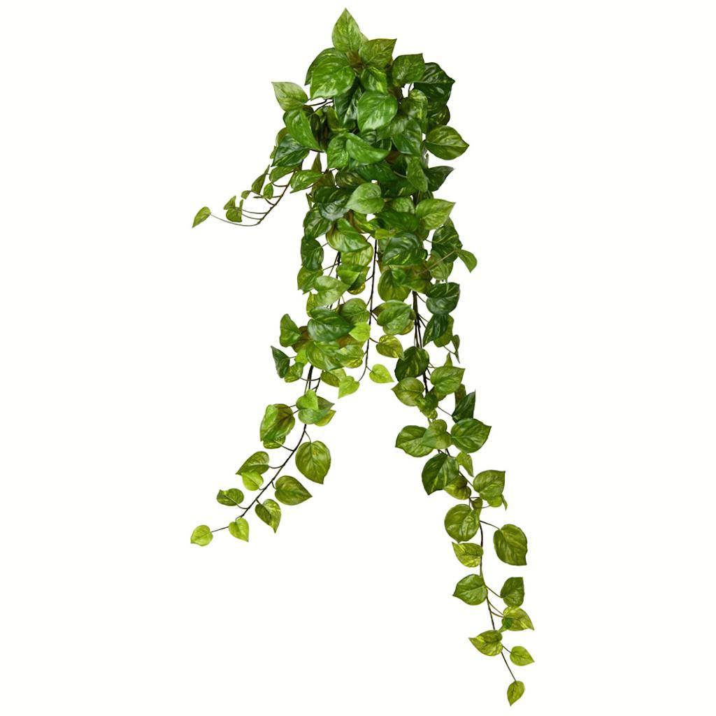 34" Artificial Green Pothos Leaf Hanging Bush 1