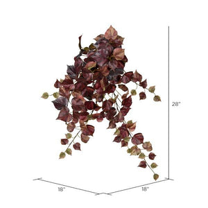 28" Artificial Burgundy Grape Leaf Hanging Bush (2 Pack) 2
