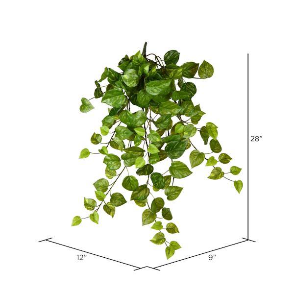 28" Artificial Green Pothos Leaf Hanging Bush 2