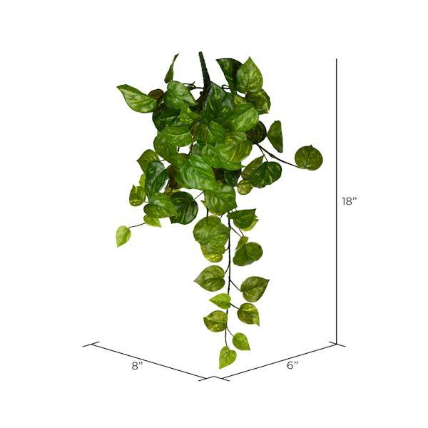 18" Artificial Green Pothos Leaf Hanging Bush 2
