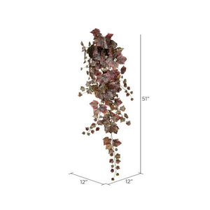 51" Artificial Burgundy Grape Leaf Hanging Bush 2