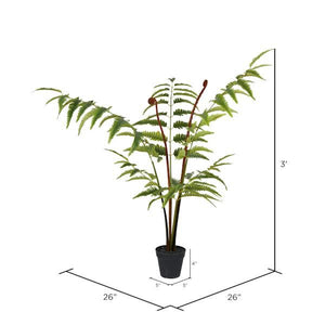 3' Artificial Potted Leather Fern 2