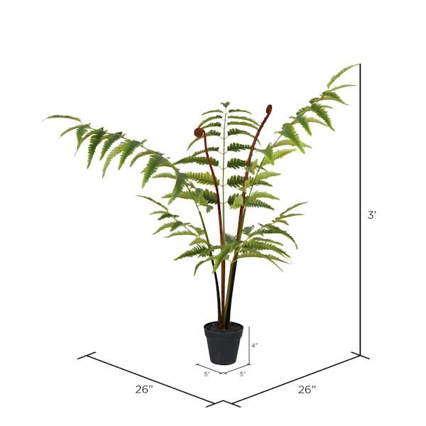 3' Artificial Potted Leather Fern 2