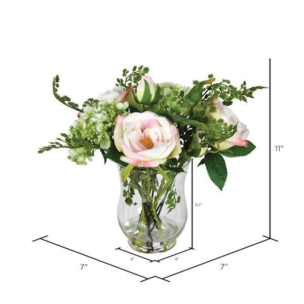11" Artificial Pink Rose in Glass Pot 2