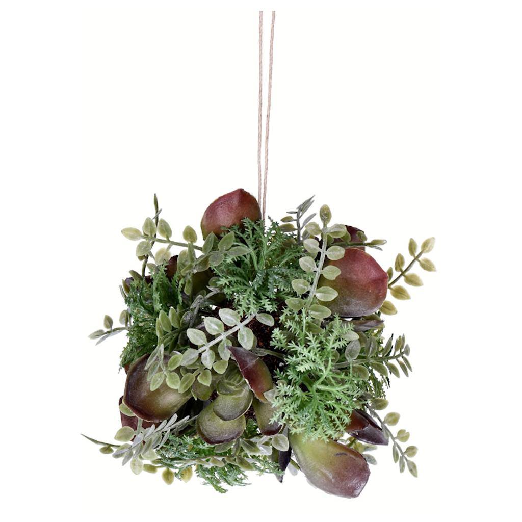 5" Artificial Mixed Green Red Succulent Ball 1