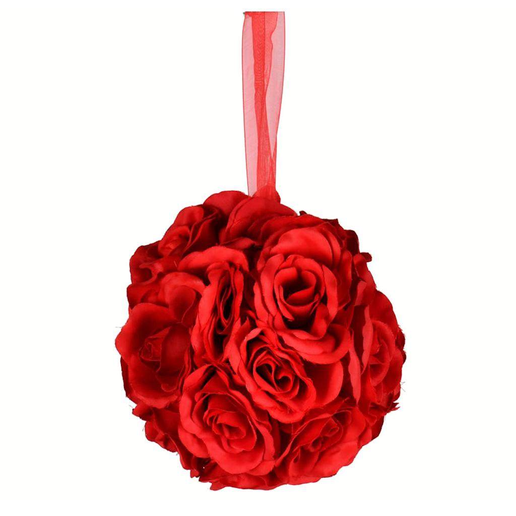 6" Artificial Red Rose Ball (2 pack) 1