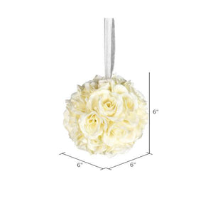 6" Artificial White Rose Ball (2 pack) 2