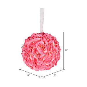 8" Artificial Pink Rose Ball 2