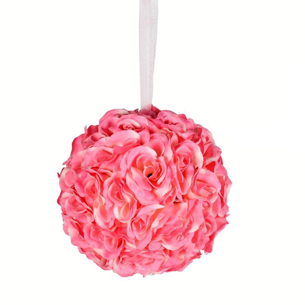 8" Artificial Pink Rose Ball 1