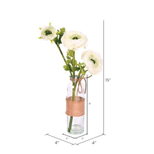 15" Artificial Cream Camellia in Glass (2 pack) 2