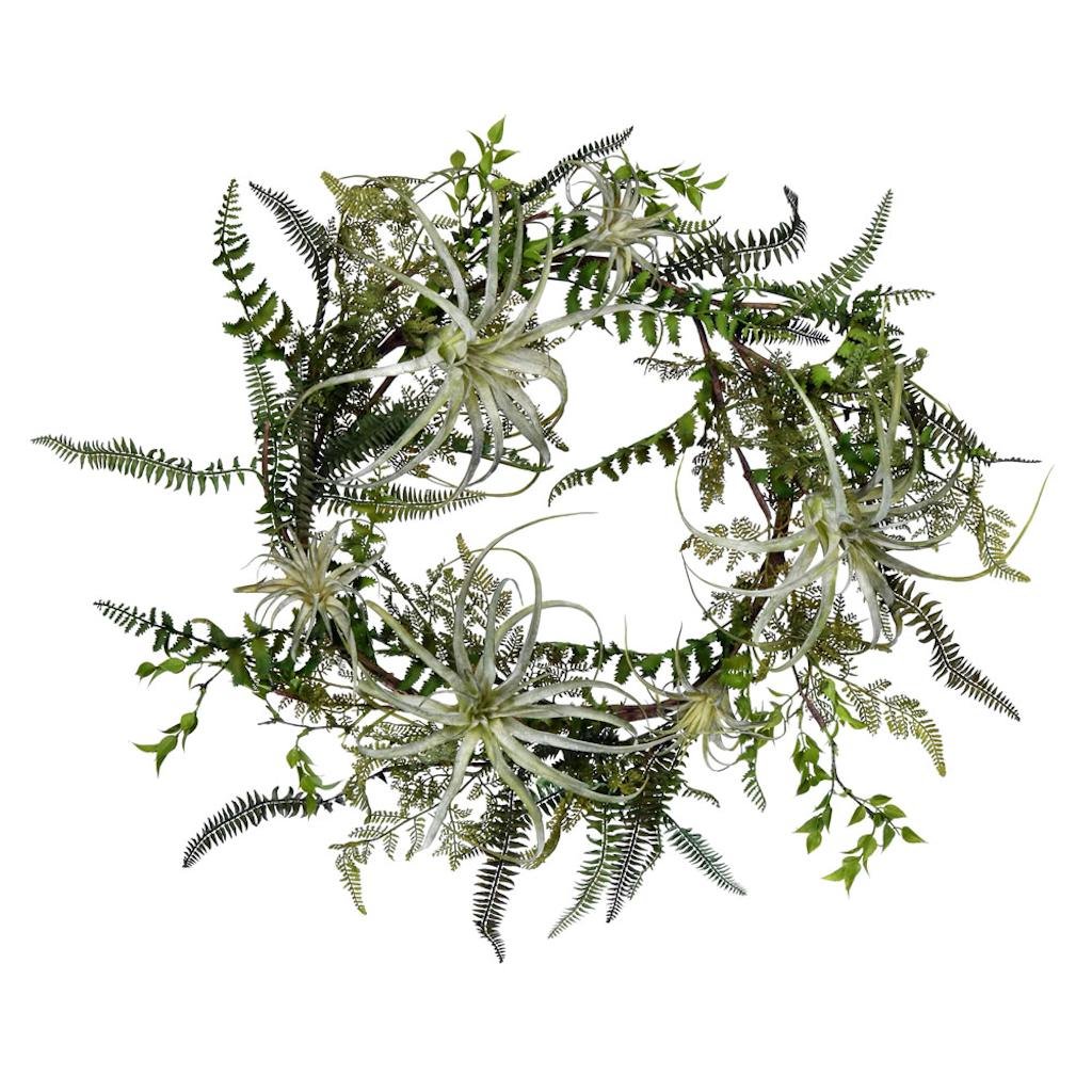 24" Artificial Green Fern Wreath 1
