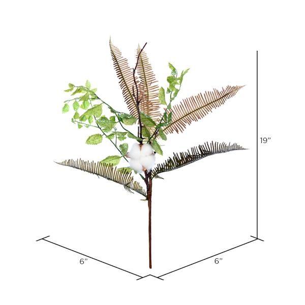 19" Artificial Green Fern Cotton Spray (3 pack) 2