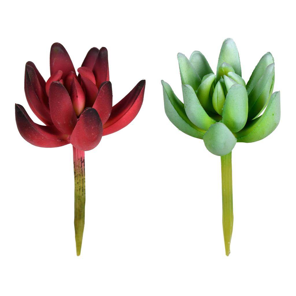 4" Artificial Red / Gray Succulent Pick (6 pack) 1