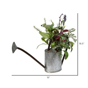 16.5" Artificial Potted Herb in Watering Can 2