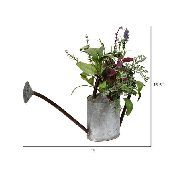 16.5" Artificial Potted Herb in Watering Can 2