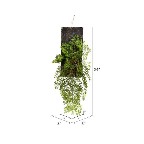24" Artificial Green Mini Leaf on Wooden Plaque 2