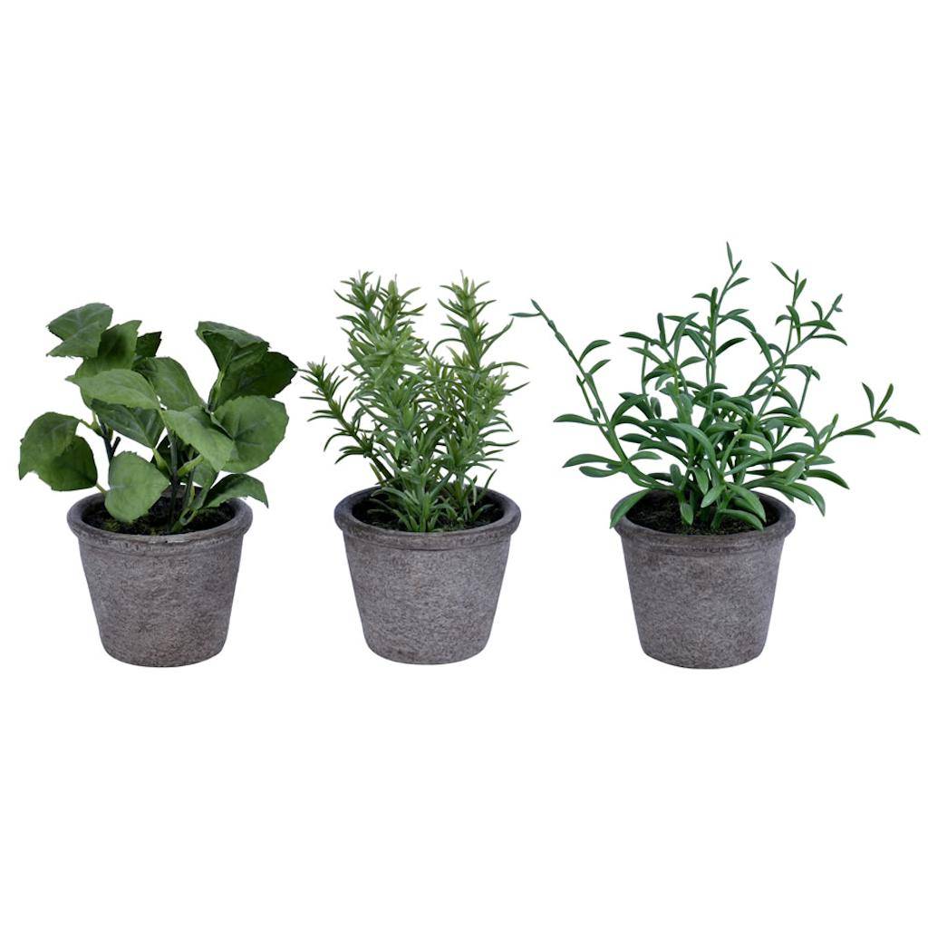 7"  Artificial Green Potted Plant Assortment (Set of 3) 1