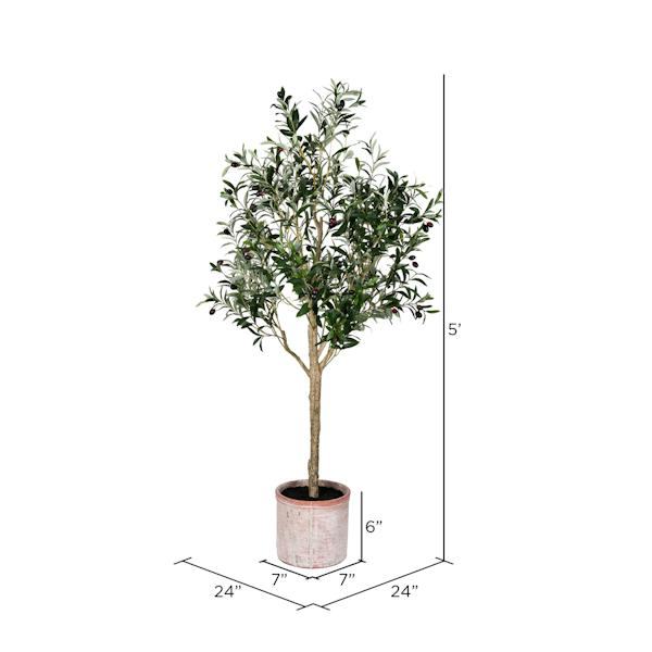 5' Artificial Green Potted Olive Tree 2
