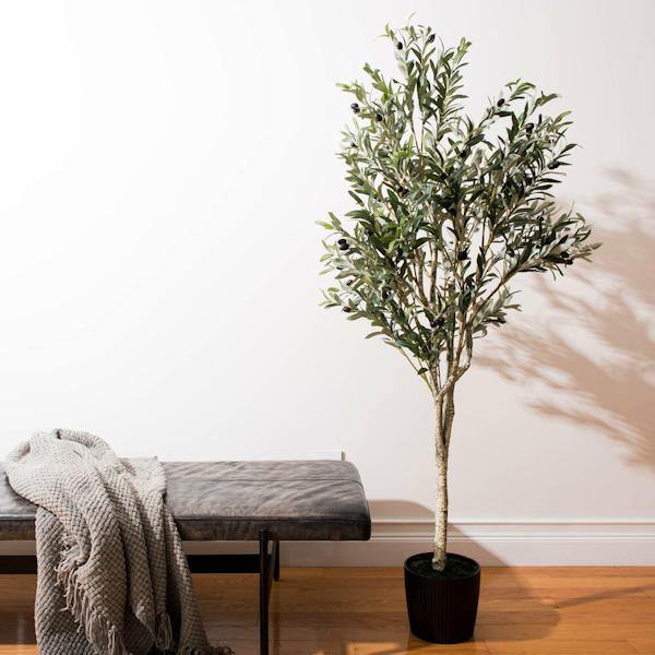 5' Artificial Green Potted Olive Tree 4