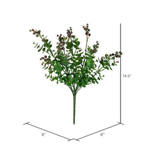 14.5" Artificial Purple Berry Money Leaf Bush (2 pack) 2