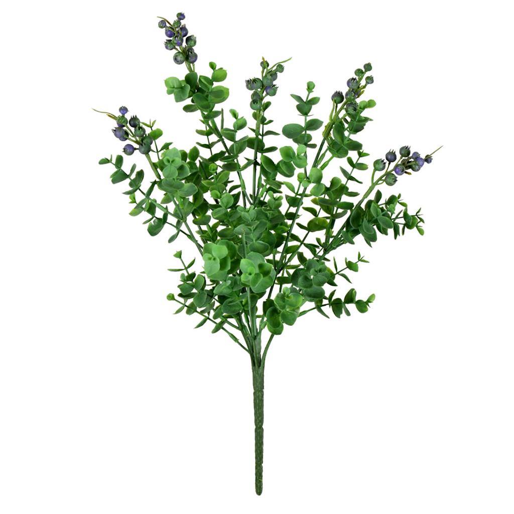 14.5" Artificial Purple / Green Money Leaf Bush (2 pack) 1