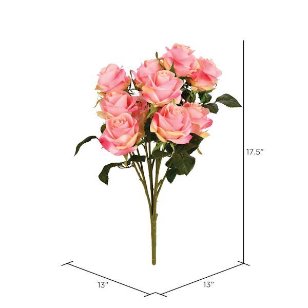 17.5" Artificial Pink Rose Bush 2