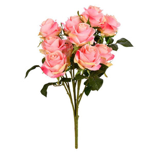17.5" Artificial Pink Rose Bush 1