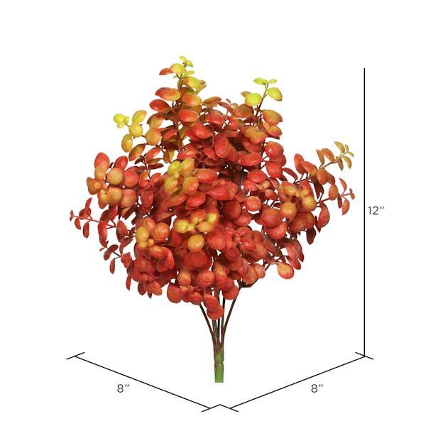 12" Artificial Plastic Leaf Red Bush (3 pack) 2
