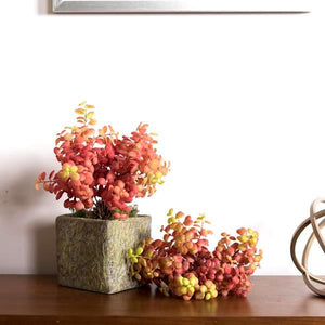 12" Artificial Plastic Leaf Red Bush (3 pack) 3