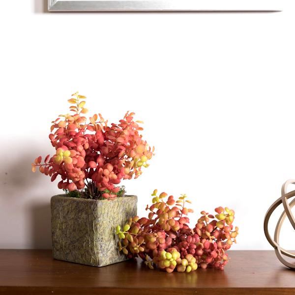 12" Artificial Plastic Leaf Red Bush (3 pack) 3