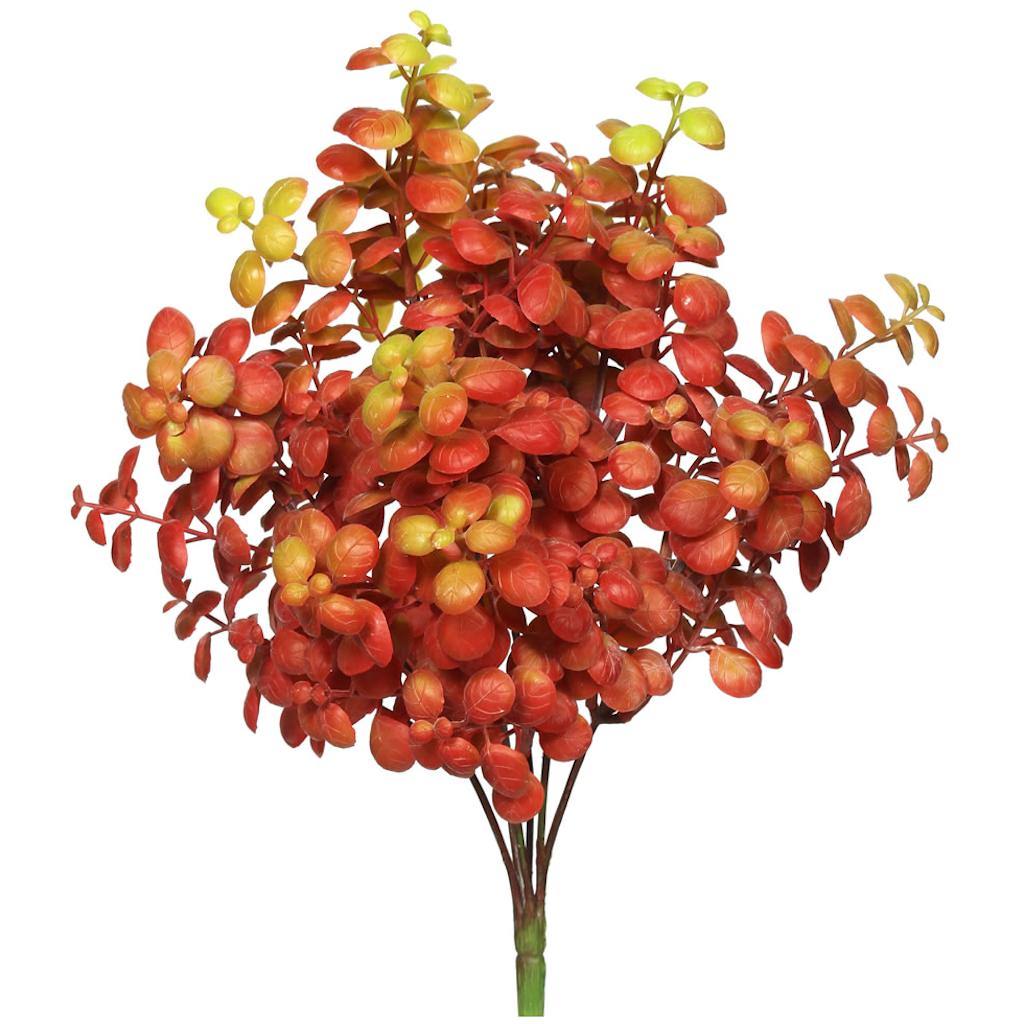 12" Artificial Plastic Leaf Red Bush (3 pack) 1
