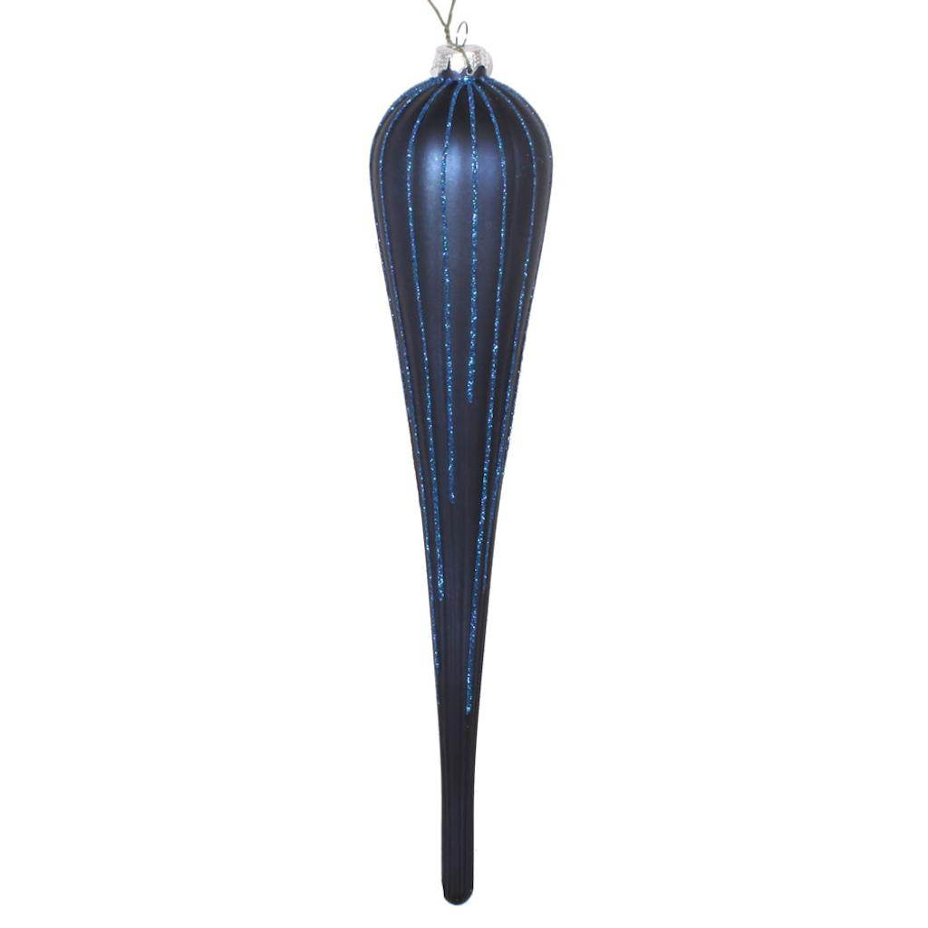 11" Midnight Blue Glitter Drop Ornament (3 pack) 1