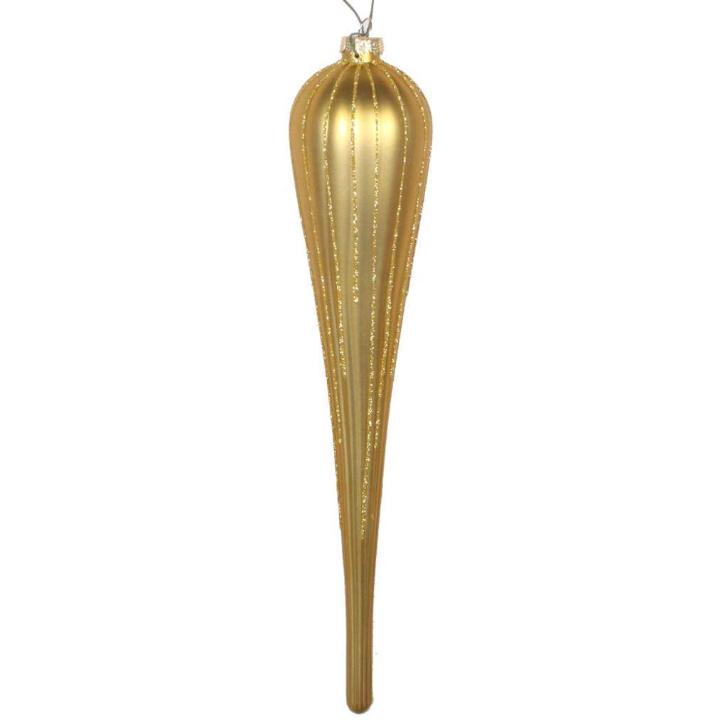 11" Gold Glitter Drop Ornament (3 pack) 1